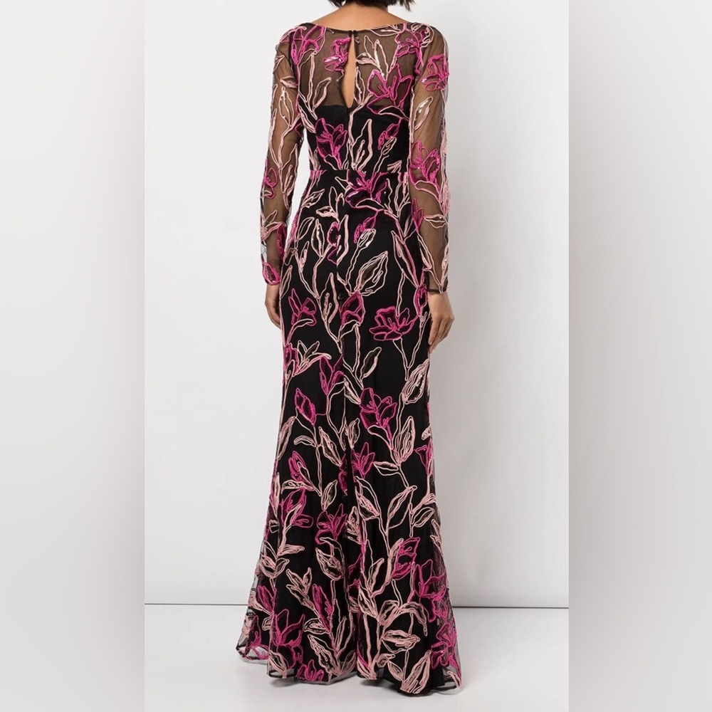MARCHESA NOTTE***Elegant Floral Long Sleeve Maxi Dress Gown***US 6 $1295 - Picture 9 of 14